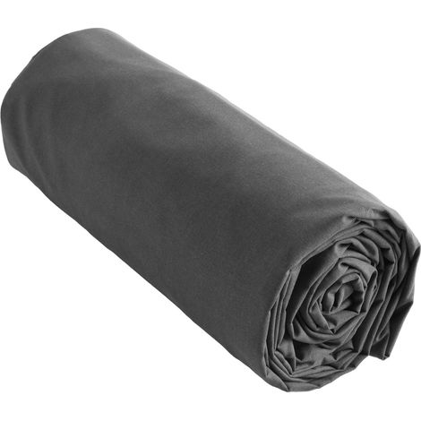 Drap housse 100% coton 57 fils 90x190 bonnet 30 cm AMBRE Gris (1/3)
