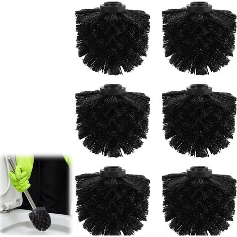 Lot de 6 têtes de brosse WC - Diamètre: 8 cm - En plastique - Pour têtes de brosse WC de rechange - Noir (1/5)