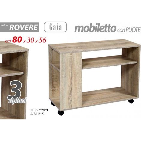 Mueble de TV con ruedas grises cm 80 x 30 x 56 h