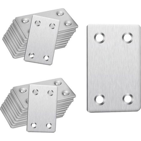 Lot de 22 plaques perforées en acier inoxydable argenté de 60 x 38 mm Universel comme 22 pièces 60 x 38 mm Couleur argent CHARNIERE (1/4)