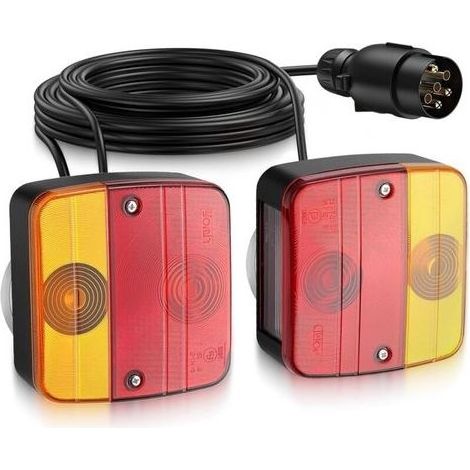 Set Of 2 Light Trailer Arriere Kit Of Fitment Of Light Rear 7,5m Cable 7 Pins 12V Homologue ECE IP65 Waterproof For Cars Trucks Caravans Boats -Installation Magnetic (1/5)