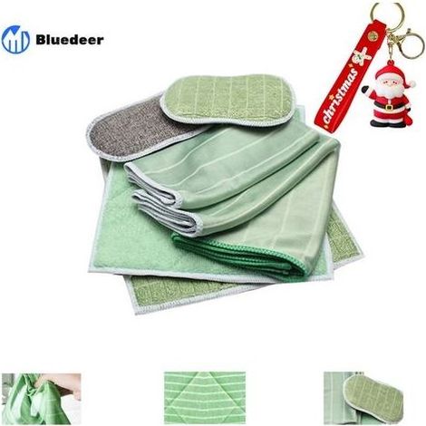 Lot de 6 Chiffon Bambou Microfibre pour Vitres Miroirs Carreaux Carrosserie Microfibre Bambou Vitre Ménage Salle de Bain (1/5)