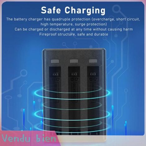 Garosa Hub de chargeur de batterie d'appareil photo Hub Tery à 3 Canaux pour X3 avec Câble USB de Type C, video videoprojecteur (1/5)
