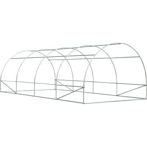 Outsunny – Serre tunnel 18 m² – Châssis tubulaire renforcé 24 mm en acier – 6 x 3 x 2 m – 8 fenêtres anti-UV – Montage rapide