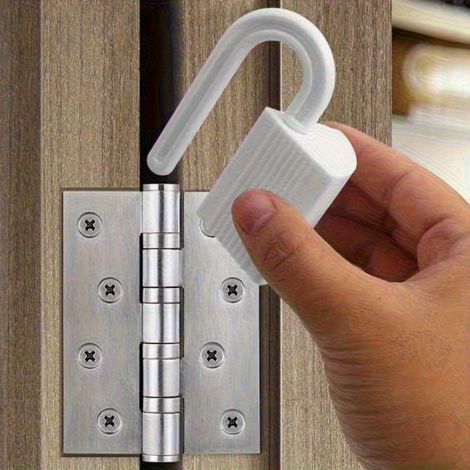 Lot de 4 arrêts de porte anti-pincement (2 ensembles), charnières et pinces de porte résistantes au vent, anti-fermeture accidentelle, 3 couleurs disponibles (blanc) (1/3)