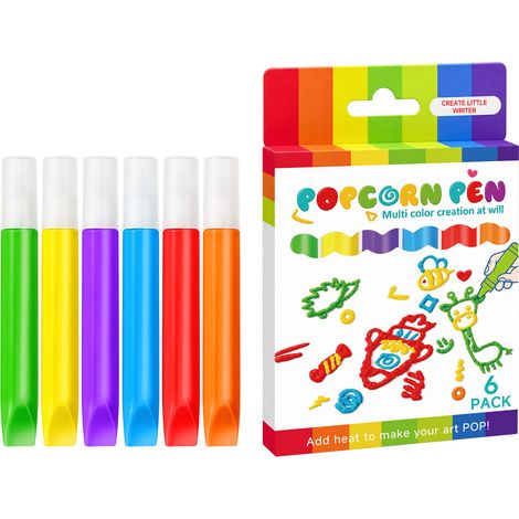 Stylo extensible Popcorn pour loisirs créatifs, dessin et peinture 3D magique pour enfants, lot de 6 (6 pièces) (1/5)