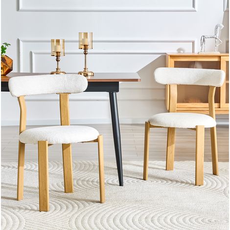 Silla de comedor 79 cm blanca de tejido Sherpa, ergonómica y moderna (1/5)