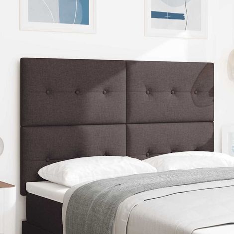 LED Kopfteil mit LED-Lichtleisten Dunkelbraun 144 cm Stoff (1/5)