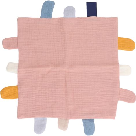 Lot doudou bébé apaisant en coton respirant rose, doux et hypoallergénique pour soulager l'anxiété. (1/5)