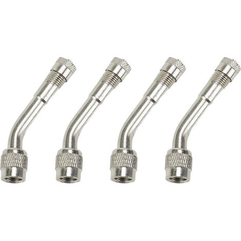 Adaptateur d'extension de valve de pneu à 135 degrés pour voitures, motos, vélos, valves universelles (4 pièces, argent) (1/5)