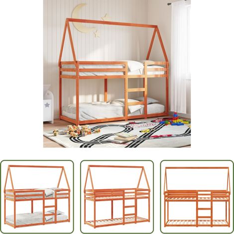 Lit avec toit - Lit superposé sans matelas cire marron 80x200 cm pin massif (1/5)