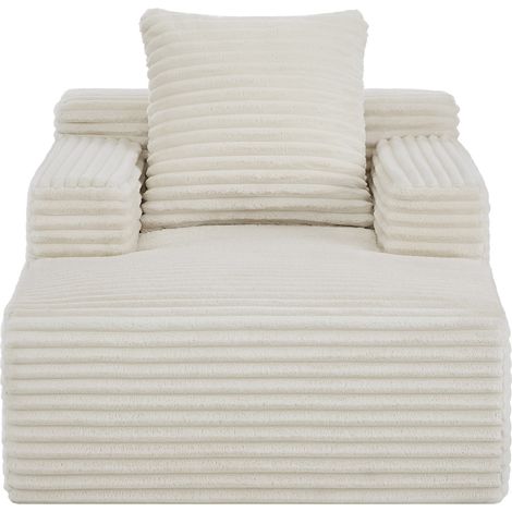 Chaise longue une place large en velours côtelé, mousse haute densité et ressorts ensachés. Sans assemblage, gain de place, charge maximale 80 kg, pour salon et chambre. (1/5)
