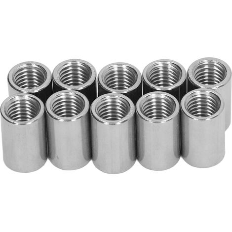 10 Connecteurs femelles ronds en acier inoxydable 304 pour tige filetée, écrou de couplage M12x1.75, longueur 25mm, lot de 10 pièces (1/5)