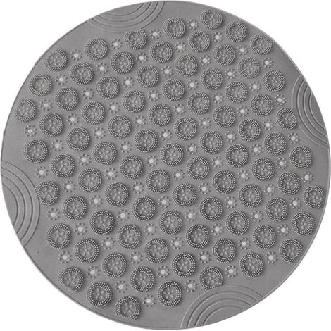 Tapis de douche ronds sans glissement des tapis de bain résistants à la mildiou avec aspirant en caoutchouc texturé (gris) (1/5)