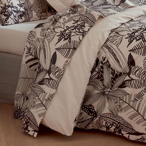 Drap plat aux impressions noires Beige 240x310 cm