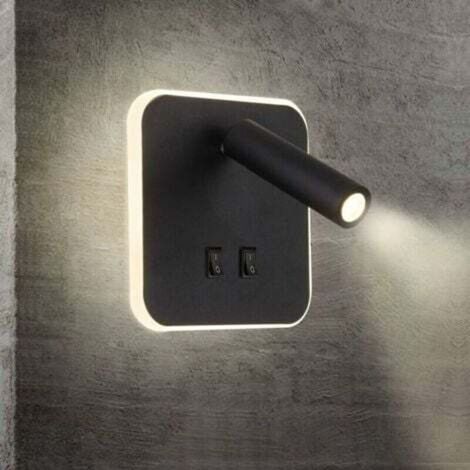 Lampade da comodino a LED, applique da interno per hotel, applique da camera da letto, applique da corridoio con interruttore, nere, 3W + 10W (quadrate)
