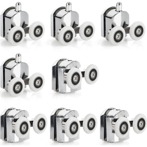 8 pcs Porte de Douche Coulissante Roulette Porte Coulissante Douche en Alliage de Zinc 23 mm de Diamètre Roues Jumelées de Rechange pour Salle de Bain (1/4)