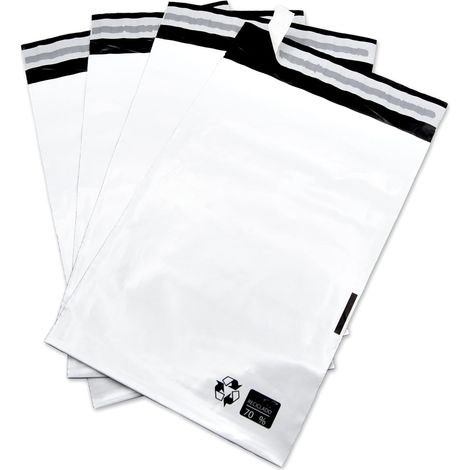 Buste di spedizione, buste di plastica per spedire vestiti, scarpe, accessori, ecc. Sacchetti di plastica bianchi opachi resistenti e sicuri - Ofituria (100 unità, 175X250+40 mm) (1/5)