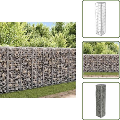 Mur à gabion avec couvercles Acier galvanisé 20x20x100 cm - Mur En Gabion - Cloture Gabion - Panneau Gabion - Décoration Jardin - Isolation Phonique (1/5)