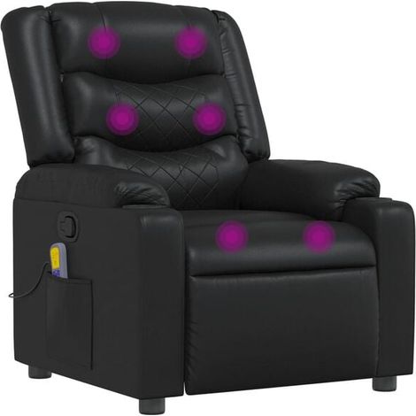 Chaise longue de massage en similicuir noir – Relaxation ergonomique avec fonction chauffage et vibration, dossier réglable, idéale pour salon ou bureau (1/5)