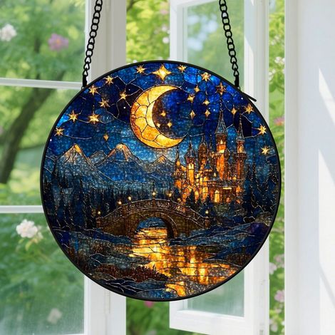 Capteur de Soleil en Vitrail  Décoration Spirituelle pour Maison 20cm (1/4)