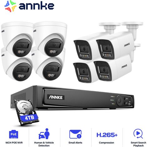 ANNKE 12MP Kit de vidéosurveillance Extérieur,16CH NVR avec 8X 12MP Caméra IP PoE Vision Nocturne en Couleur,Détection de Personnes/véhicules, 4 Tower+4 Balle,4TB HDD (1/5)