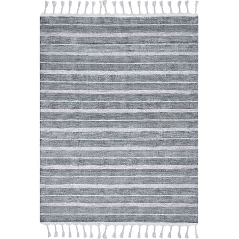 Tappeto tessuto sintetico rigato grigio chiaro 160 x 230 cm Bademli