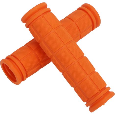 1 Paire de Poignées de Vélo Ergonomiques en Caoutchouc Souple pour VTC, Cyclisme Urbain et Randonnée - Couleur Orange Vif (1/5)