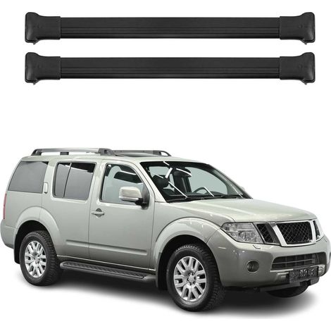 OMAC Barres de toit en aluminium pour Nissan Pathfinder III 2004-2012 – TÜV / DIN 75302:2019 – Charge max 75 kg – 2 barres Noir (1/4)