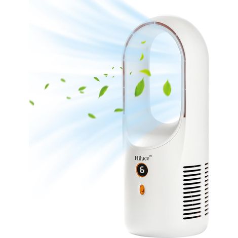 Ventilatore da tavolo portatile senza pale, mini ventilatore ricaricabile tramite USB a 6 velocità, ventilatore silenzioso per casa e ufficio (1/5)