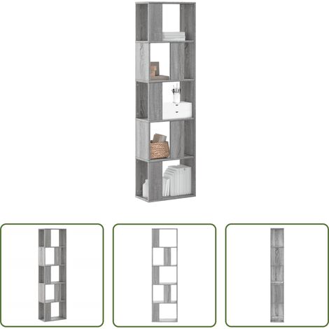 Stauraum - Bücherregal 5 Böden Grau Sonoma 45x23,5x162,5 cm Holzwerkstoff (1/5)