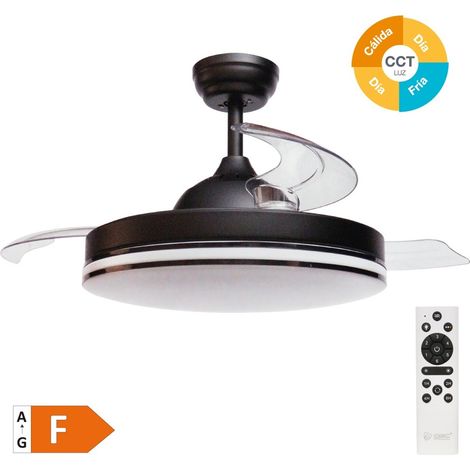 Deckenventilator "Oliveri" mit dimmbarem LED-Licht und Fernbedienung (36W 3CCT 3547lm mit einziehbaren Flügeln) schwarz