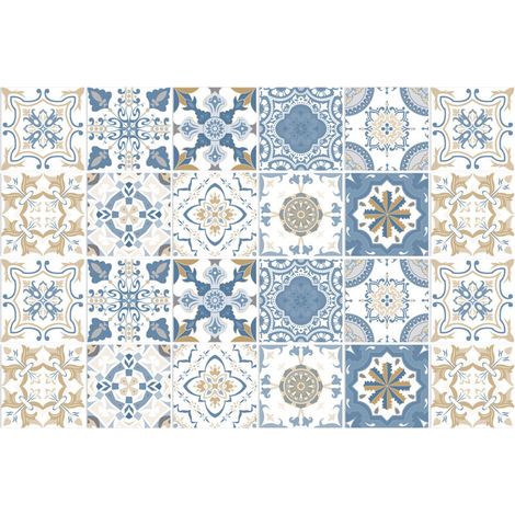 Ccykxa – Carrelage adhésif 20x20 pour cuisine et salle de bain – Résistant à l'eau – Lot de 24 stickers muraux – Motifs brique style industriel (1/4)