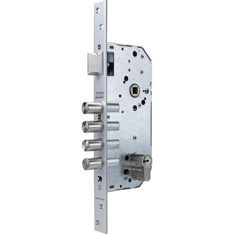 Serrure multipoint en applique, acier émaillé, main gauche, entrée 60 mm, cylindre inclus (1/4)