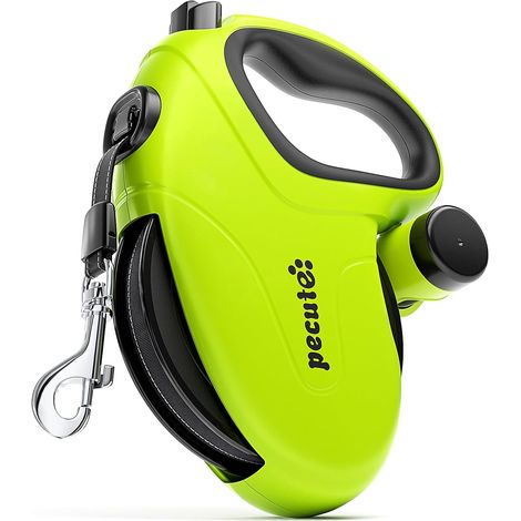 Retractable Dog Lead, Retractable Dog Leads with Stop Button, Nylon Tape with Reflective Stitching, for Small (10 m  50 kg Max, Green) (1/5)