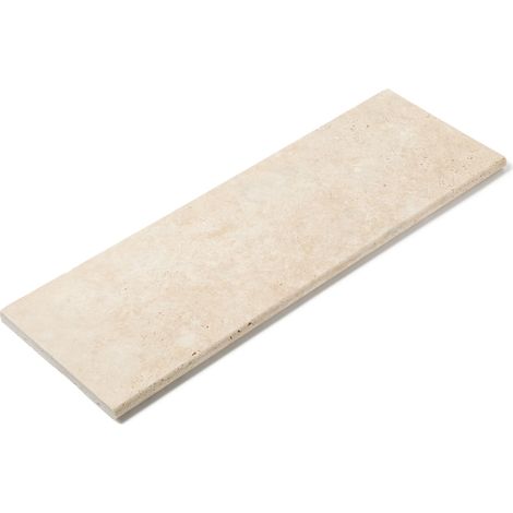 Margelle de piscine Travertin Beige Clair 100x33x3 cm Bord 1/2 Rond (à l'unité) - RO'MA NATURE (1/2)
