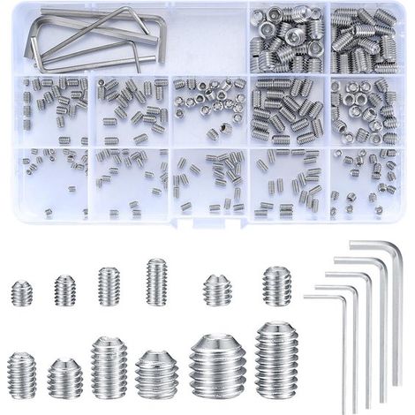 Juego surtido con 240 tornillos de fijación (M3,M4,M5,M6,M8) con llaves Allen,acero inoxidable 304 para accesorios de baño (1/5)