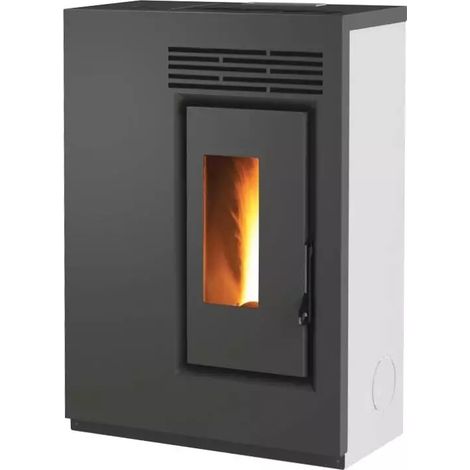 stufa a pellet slim ventilata caris "fiore" bianco 5,0 kw - staffa a muro inclusa