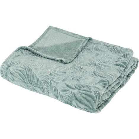 Plaid Déco Flanelle "Ryo" 180x230cm Bleu Givre (1/4)