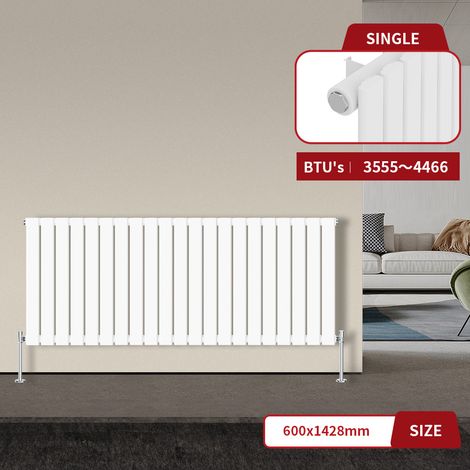 Warmehaus Flat Panel Radiator White Horizontal 600x1428mm Single