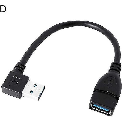 Câble adaptateur d'extension USB 3.0 Type A coudé à 90 degrés mâle vers femelle-D