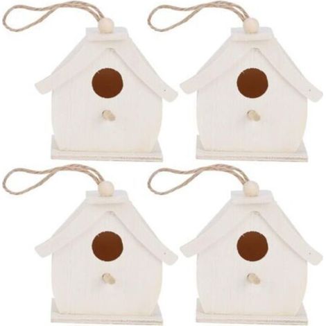 4pcs Mini Hanging Wooden Bird House Bird Nests Ornaments for Outdoor Garden Balcony Yard (1/5)