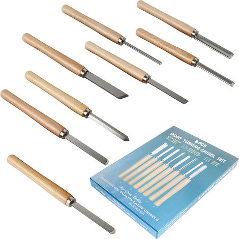 Aqrau JEU DE 8 CISEAUX GOUGES POUR TOUR A BOIS