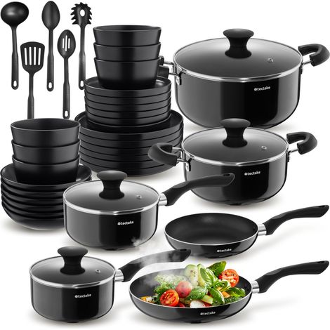 Set de cuisine pour 6 personnes avec vaisselle et casseroles 39 pièces