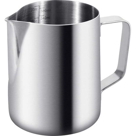 600ml/20 oz Pot à Lait 304 Acier Inoxydable Pichet à Lait Gravure Gradué à L'intérieur pour Faire Mousse Le Lait,des Capuccinos,des Jus ou Autre-Fei Yu (1/4)