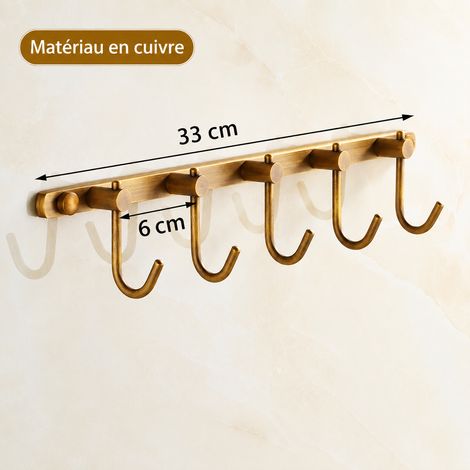 Patère à 5 crochets modèle A en laiton antique torsadé 35 × 9 × 9 cm 240 g – Livraison gratuite (1/4)