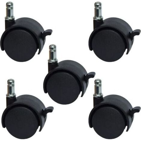 Roulettes de rechange pour chaise de bureau ou tabouret de 5,1 cm - avec frein (lot de 5) (1/5)