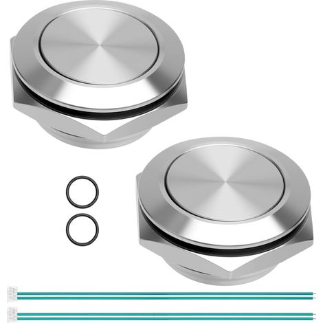 Lot de 2 boutons de sonnette - 19 mm - En acier inoxydable - 12 V - Étanche - Pour sonnette de porte - Éclairage (1/5)