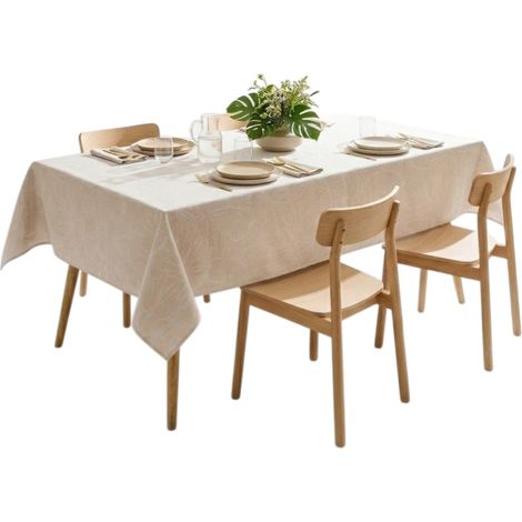 Nappe effet lin 140 x 240 cm Lorensa beige (1/3)