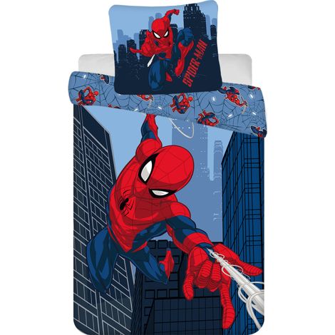 Disney - Parure de lit en coton "Spider-Man" - Bleu/Rouge - 160 x 200 cm - Livraison gratuite